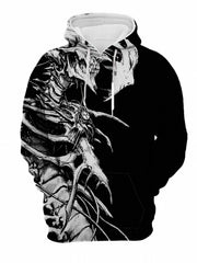 Men's Dark Skull Graphic Hoodie Active Slightly Stretch Breathable