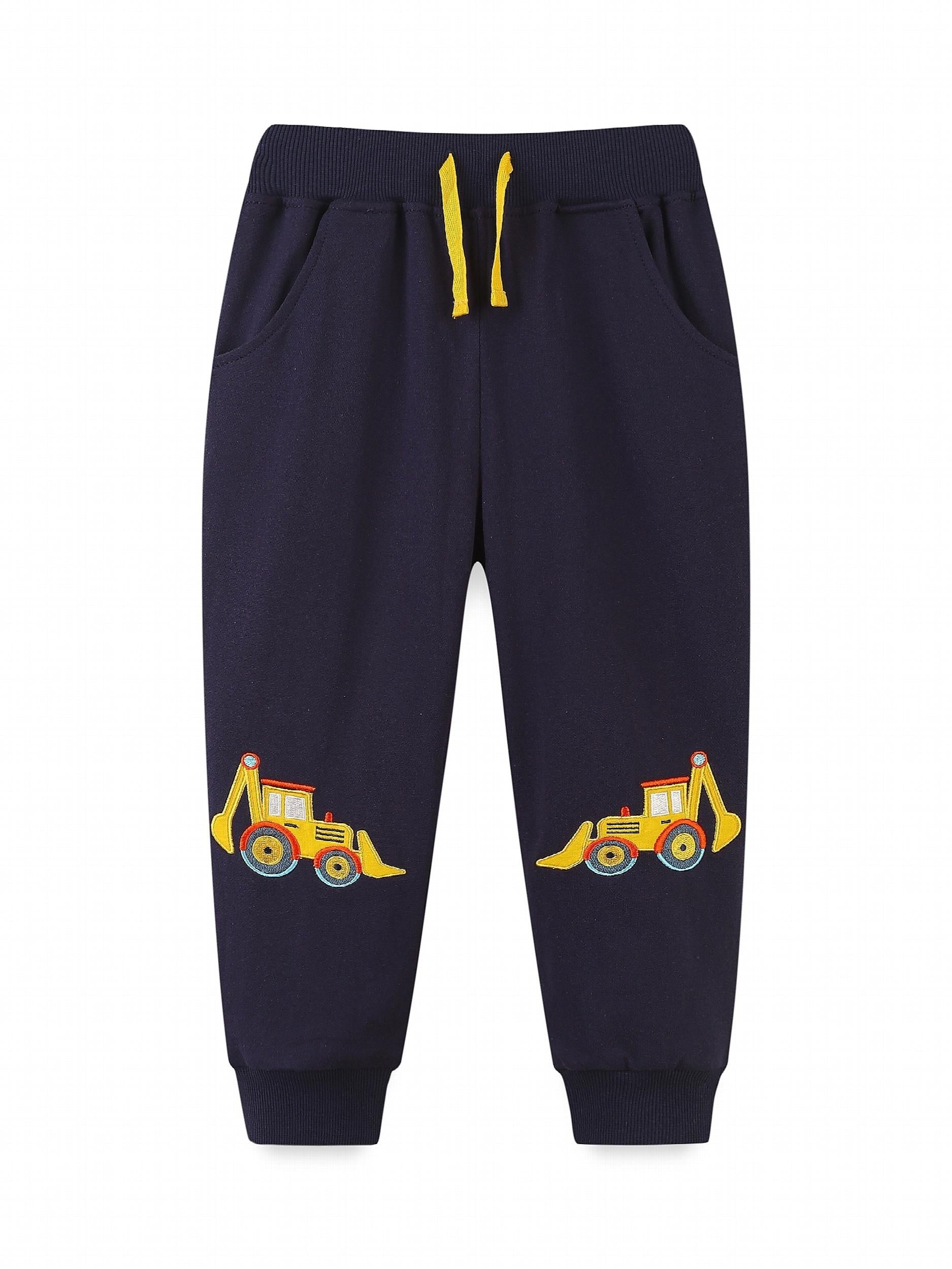 Excavator Print Boys Sweatpants Quick dry Jogger Pants Kids Clothing