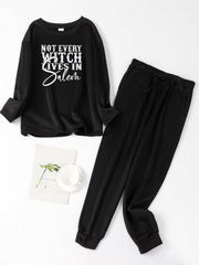 Witch Print Lounge Set Fleece Pajamas Two Piece Set