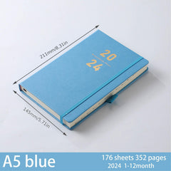 A5 Daily Planner Leather Bound Notebook Time Management Calendar