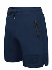 Men's Casual Active Zipper Pockets Shorts Stretch Waist Sports Shorts