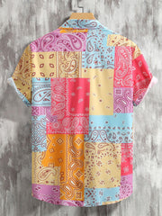 Mens Hawaiian Shirt Paisley Print for Summer Vacation