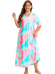 Tie Dye V Neck Sleep Dress