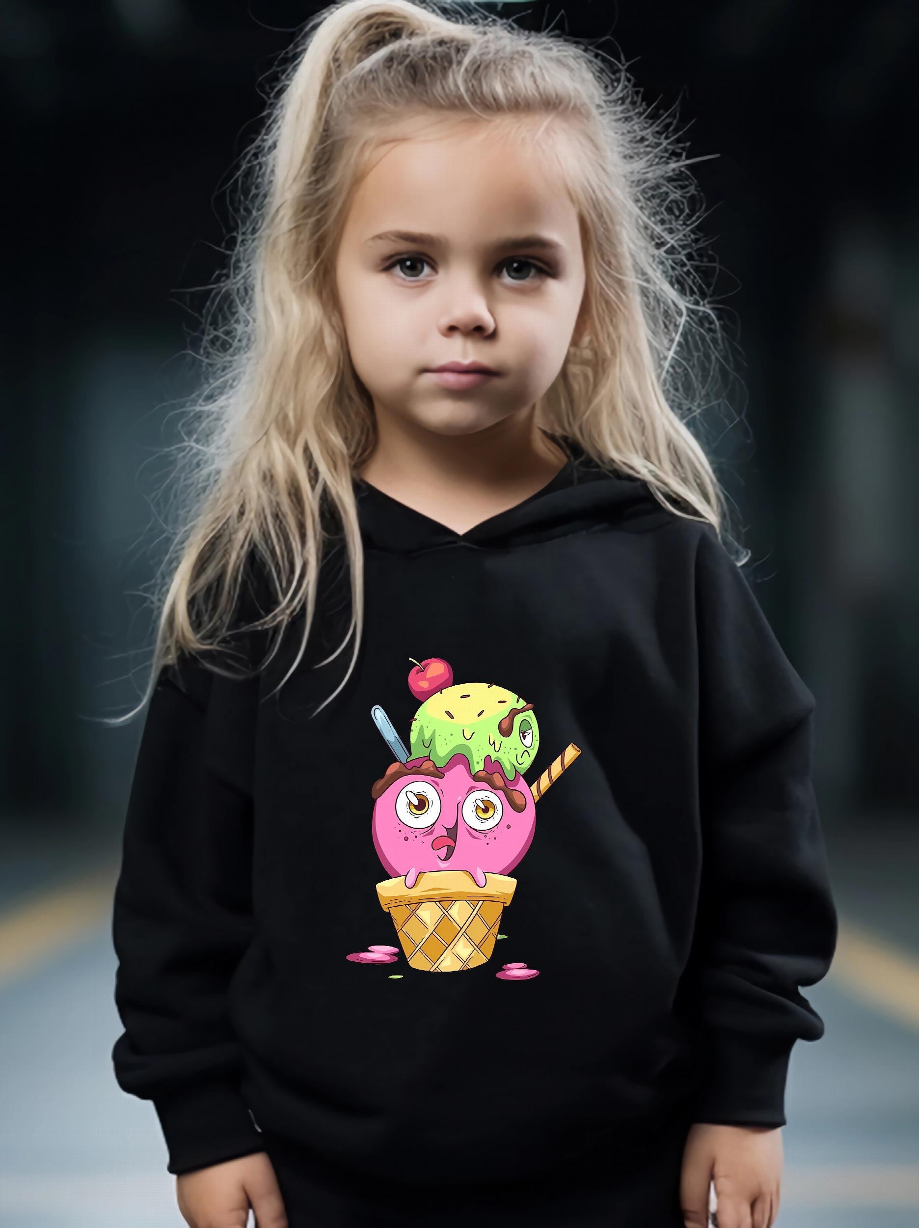 Cartoon Ice Cream 2pcs Activewear Sets Girls Comfy Outfits For Sports Running
