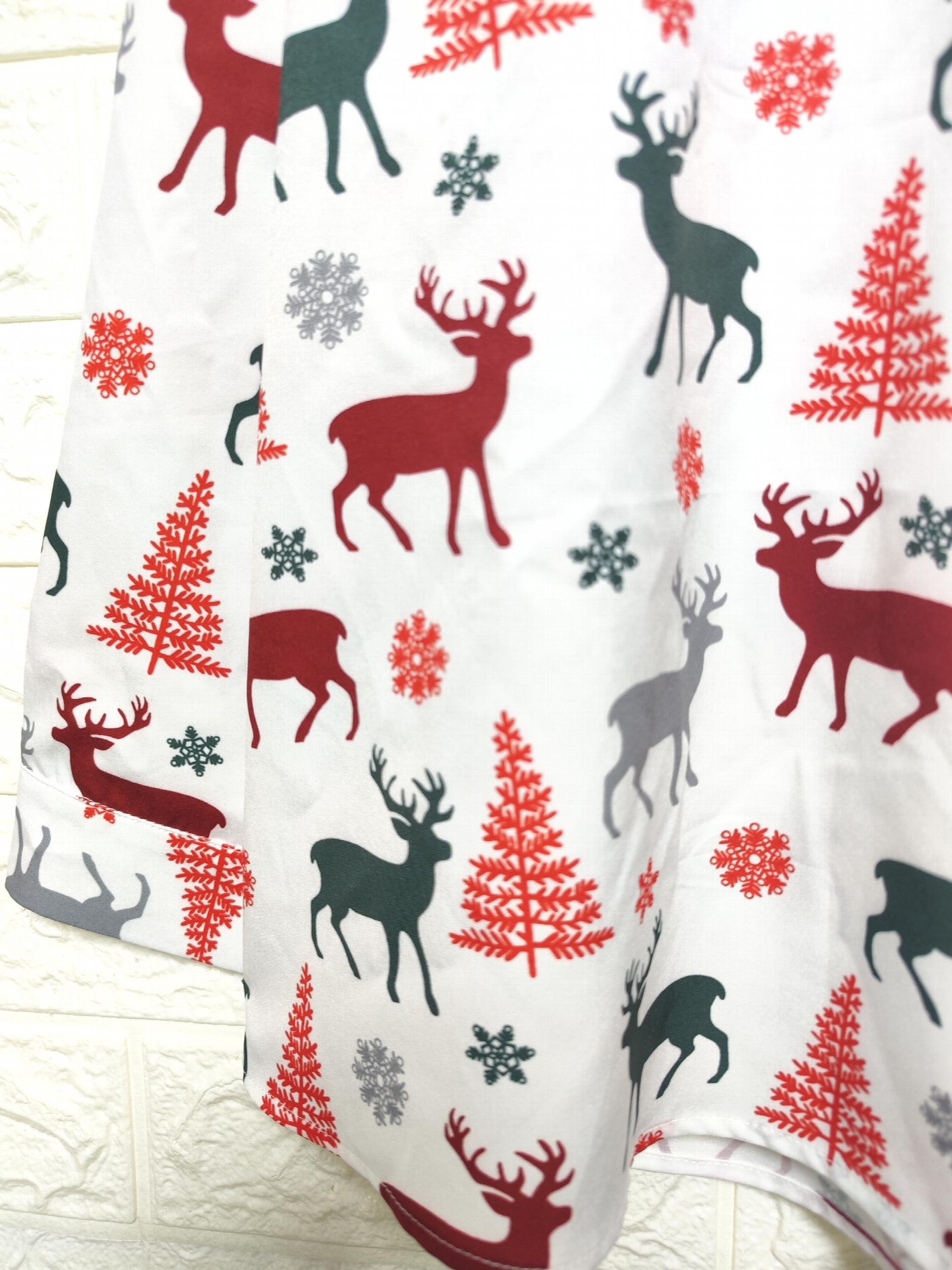 Plus Size Christmas Elk & Tree Print Long Sleeve Blouse
