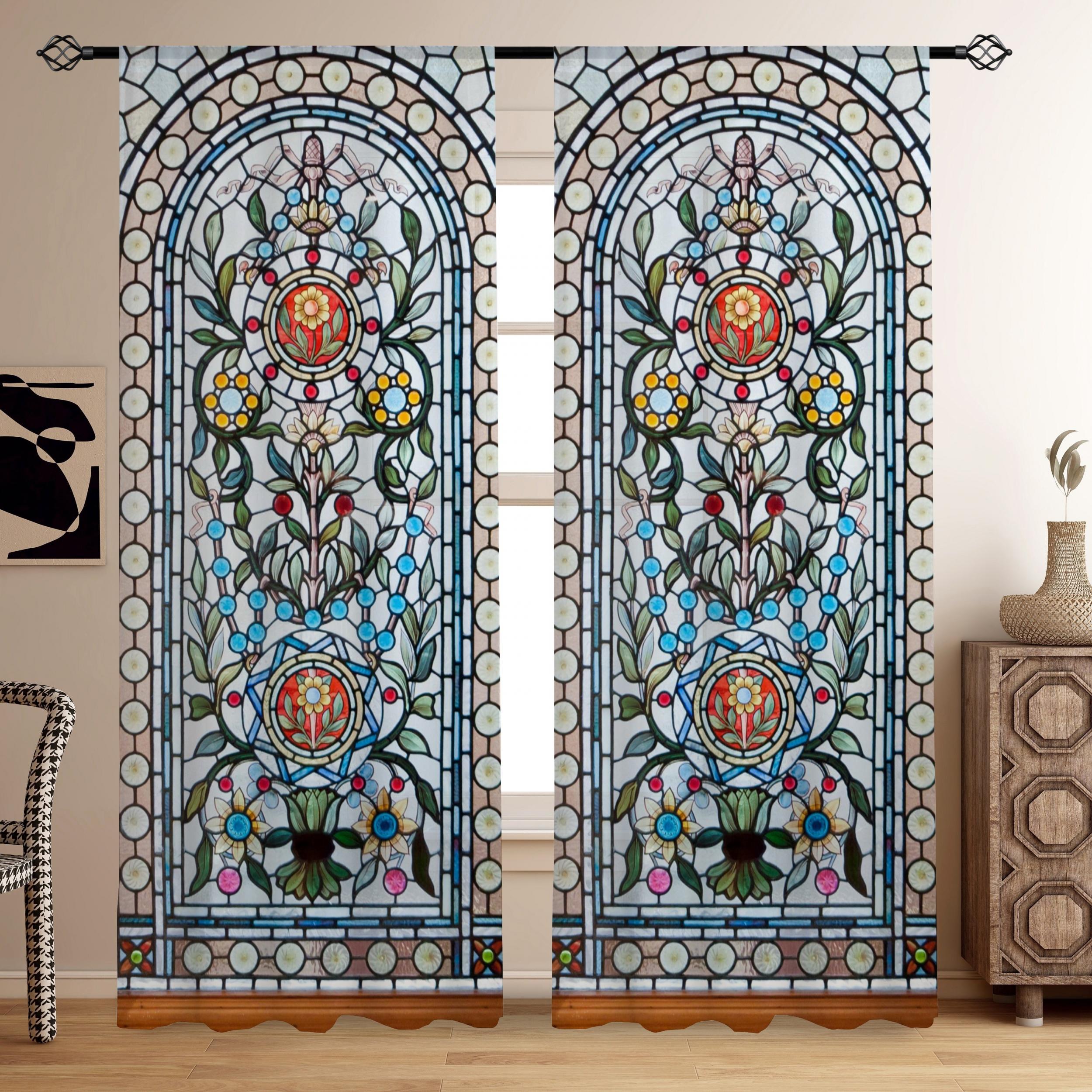 European Gothic Floral Curtains for Living Room