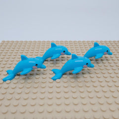 4pcs Dolphins Building Block Accessories Animal Theme Smiling Faces