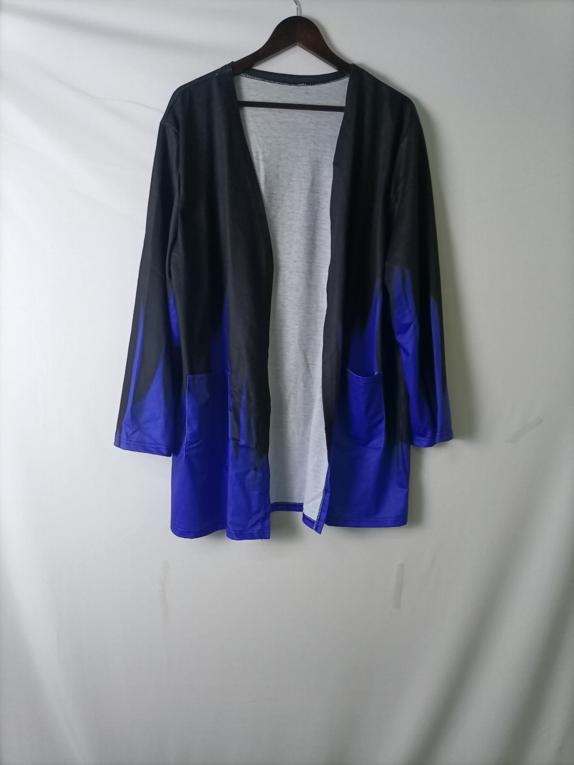Graphic Print Long Sleeve Open Front Cardigan with Pockets