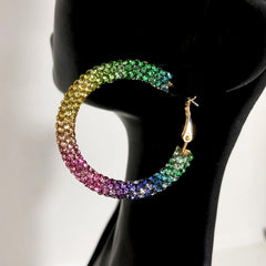Colorful Rhinestone Hoop Earrings