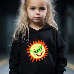 Kid's Cartoon Sun Print Outfit Hoodie & Pants Set Girl's Sporty Clothes
