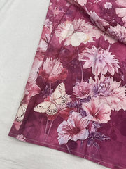 Floral & Butterfly Print Long Sleeve Blouse