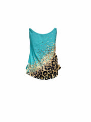 Leopard Print Tank Top Crew Neck Sleeveless Summer Top