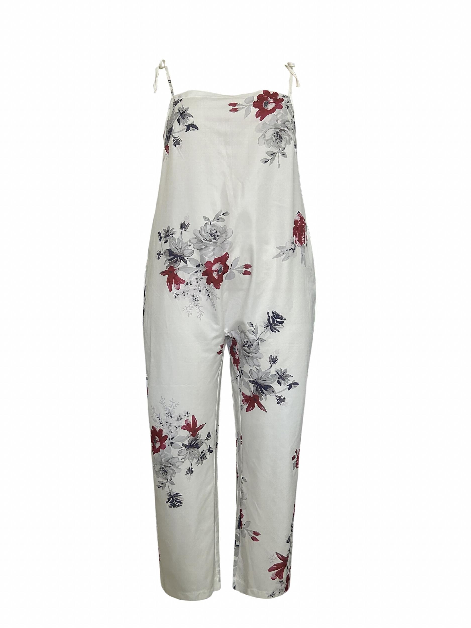 Plus Floral Print Wide Leg Cami Jumpsuit