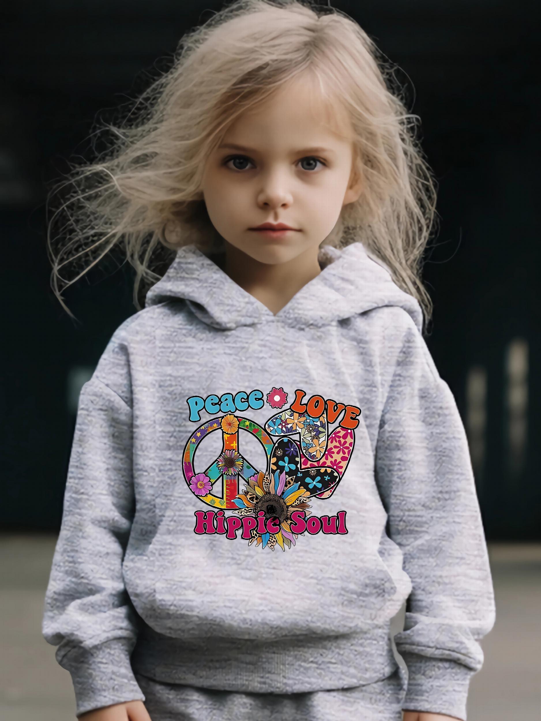 2pcs Peace Love Hippie Soul Girls Activewear Set