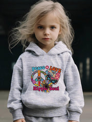 2pcs Peace Love Hippie Soul Girls Activewear Set