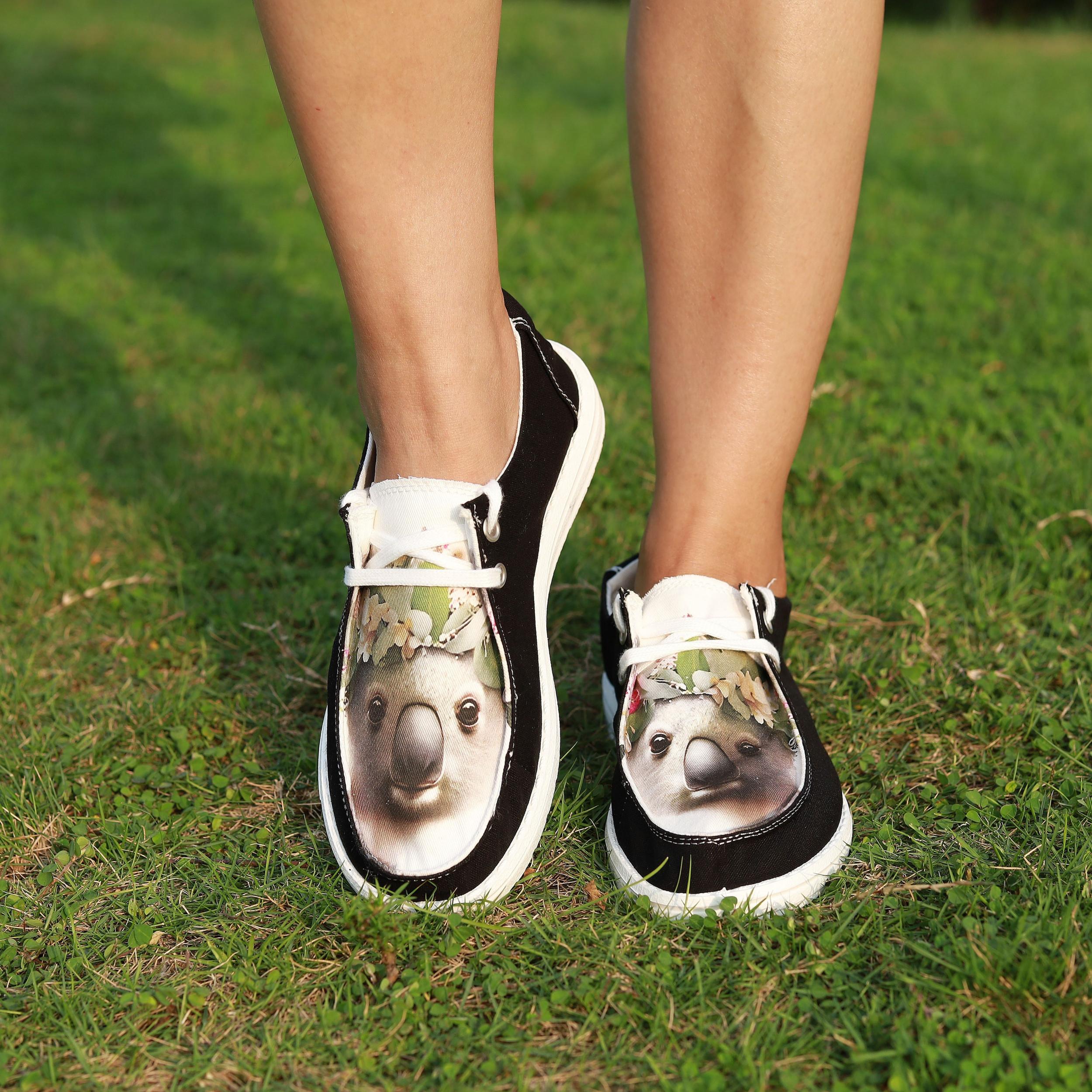 Koala Pattern Flat Shoes Women's Casual Lightweight Shoes