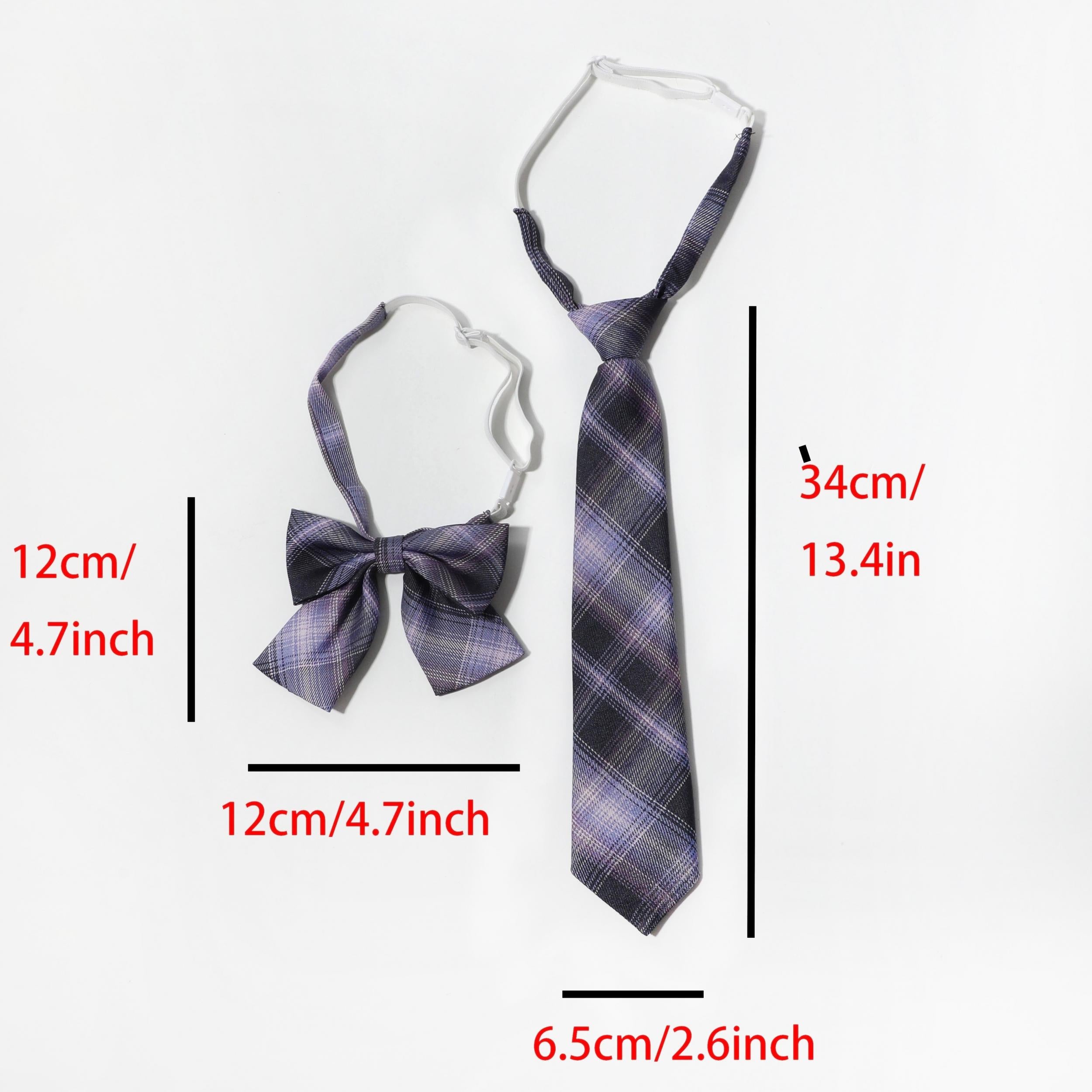 2pcs Purple Plaid Bow Tie Women Casual Neck Tie for Party Prom College Style