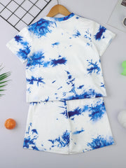 Boys 2pcs Marble Tie dye T shirt & Shorts Set