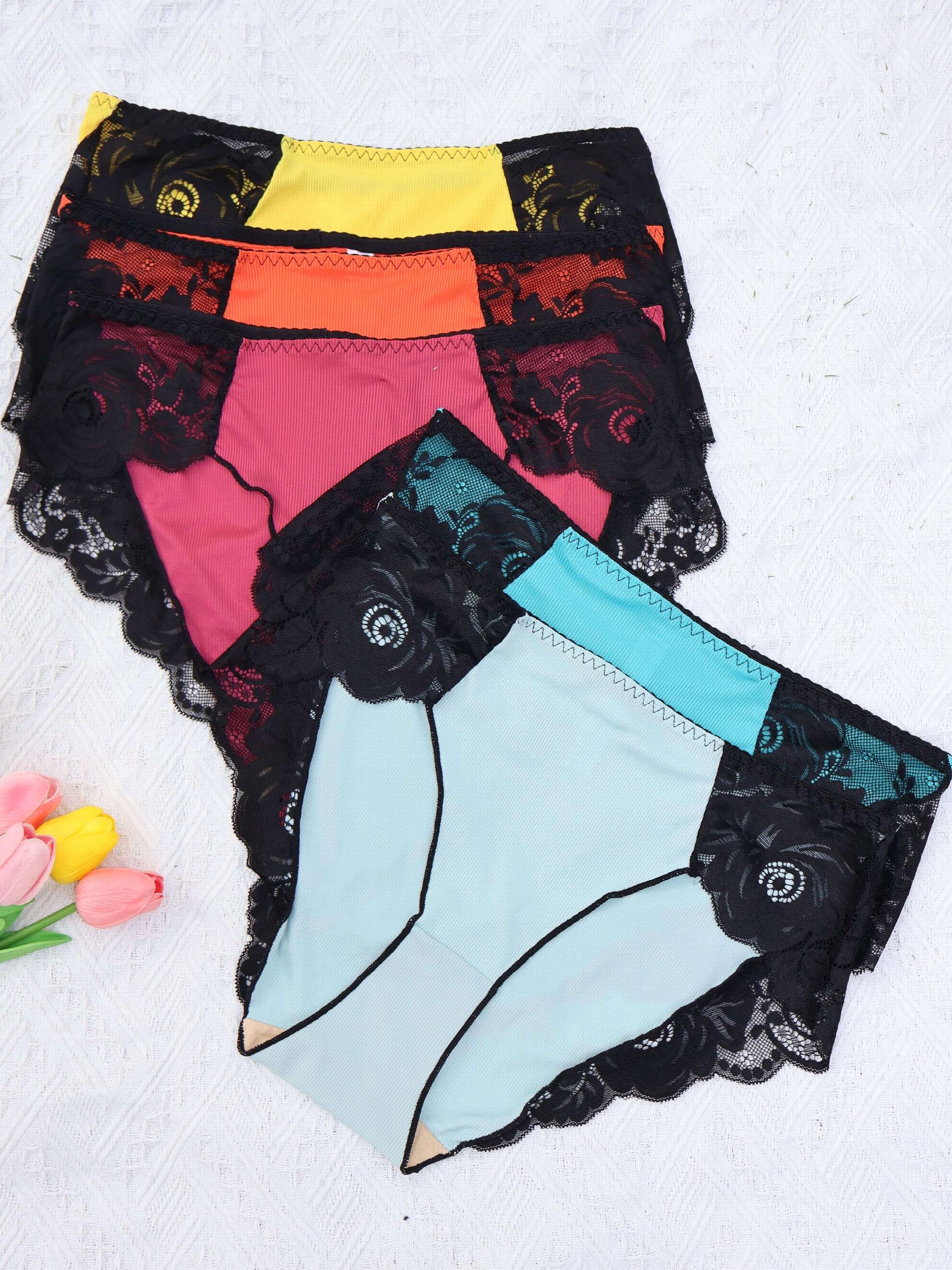 5 Pack Plus Size Lace Seamless Comfort Soft Panties Set