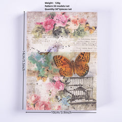 100 Sheets Retro Scrapbook Paper Set DIY Material 9.91 cm x 13.97 cm