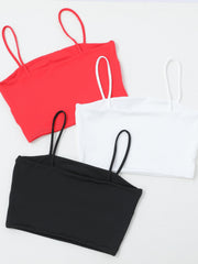 3pcs Solid Crop Cami Top Set for Women