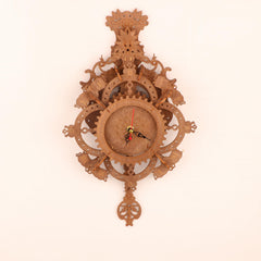 3D Vintage Wooden Wall Clock Puzzle Kit DIY Mechanic Yellow Light Brown