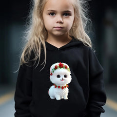 Cartoon Dog Print Hoodie & Pants Set Girls Sporty Outfit