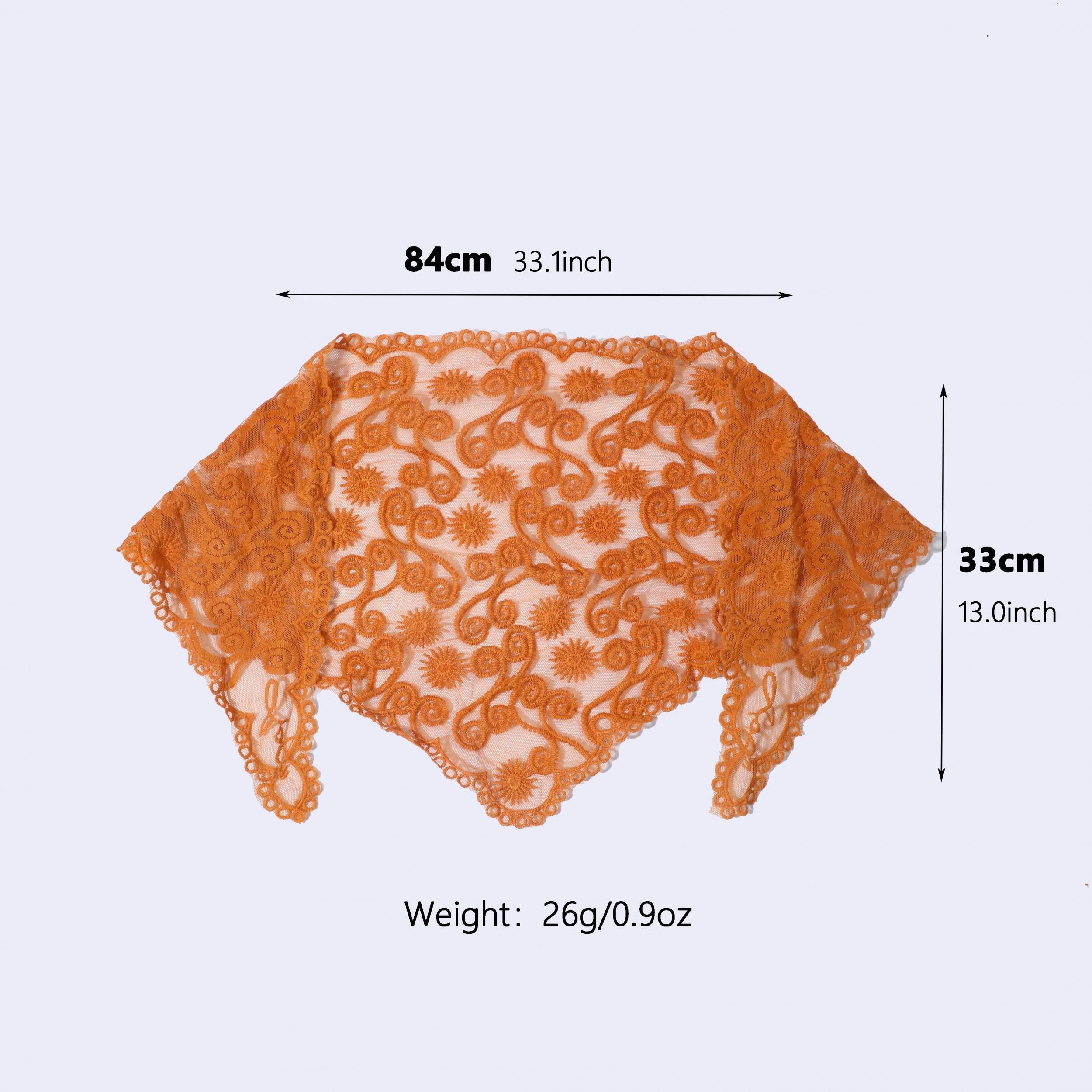Vintage Lace Triangle Scarf Solid Wave Sun Embroidery Mantilla Head Covering