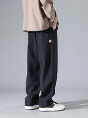 Men's Solid Joggers Pockets Active Drawstring Trousers