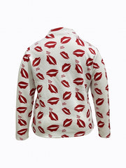 Lip & Letter Print Slim Fit Blazer