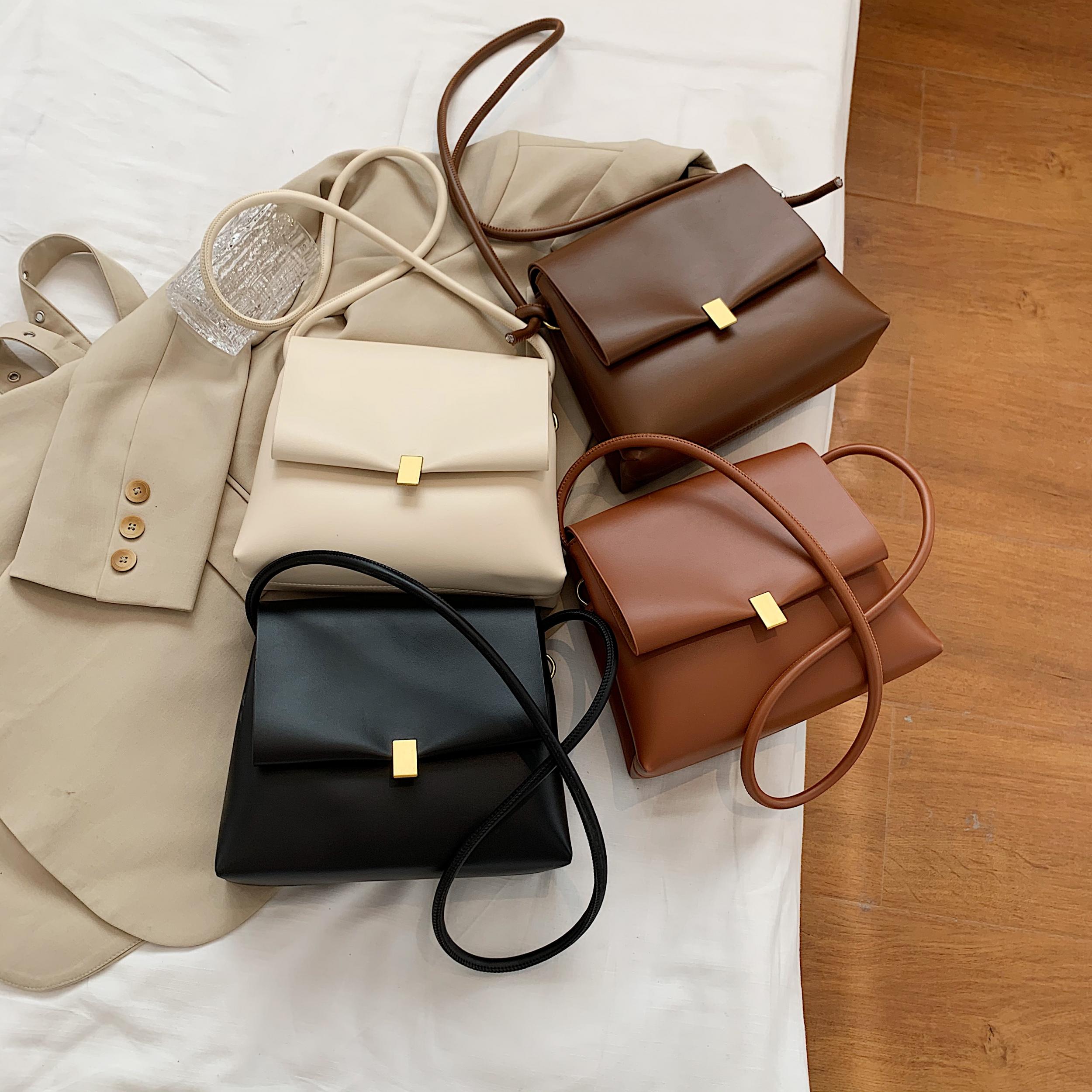 Leather Shoulder Bags Soft Flap Crossbody Handbags