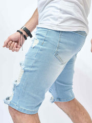Men's Ripped Denim Shorts Casual Street Style Distressed Denim Summer Shorts