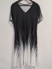 Women's Plus Ombre Striped Short Sleeve V Neck Slight Stretch Dress