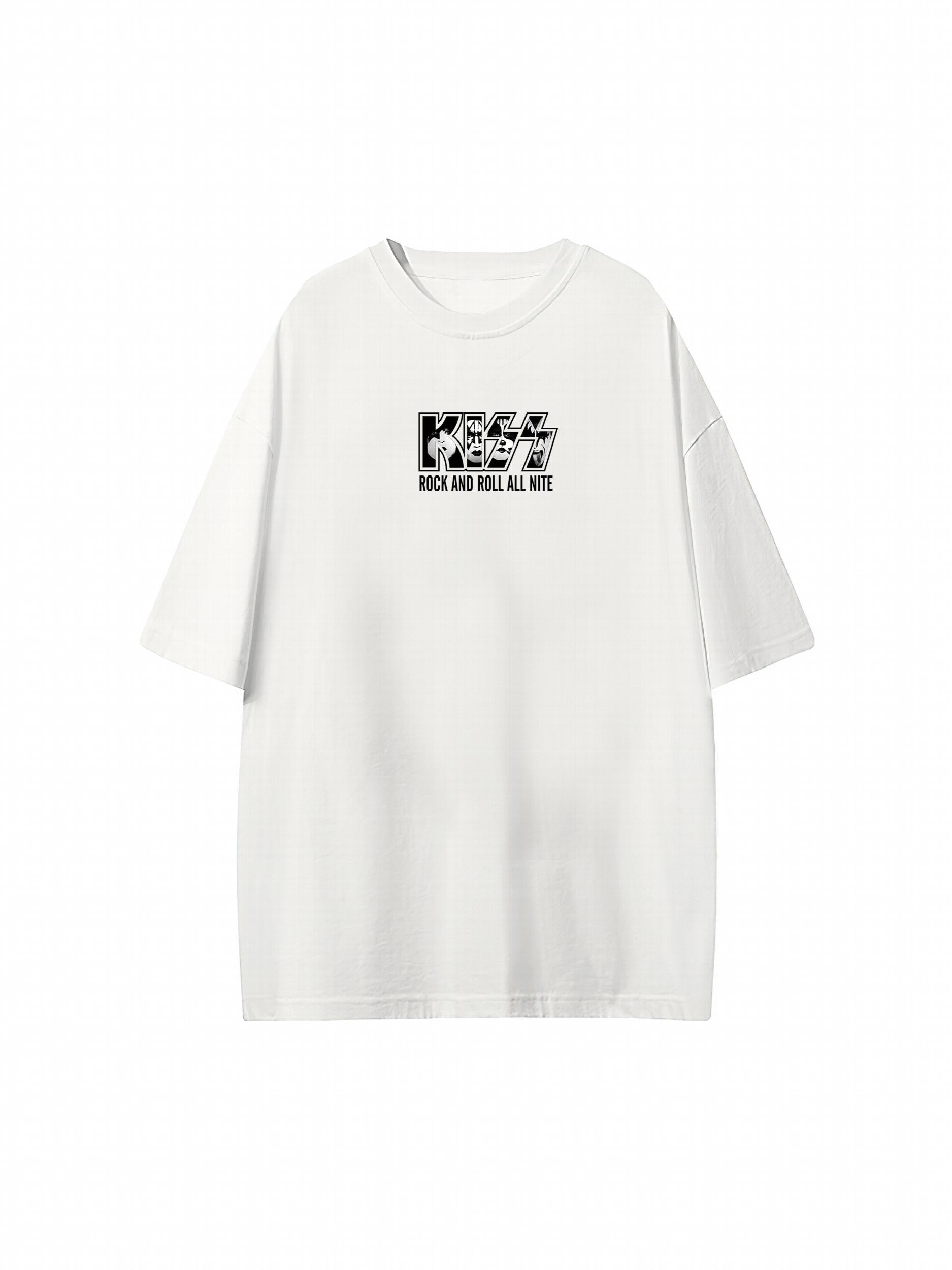 Letter & Rock Band Printed Casual Top Summer T Shirt Women's Clothing