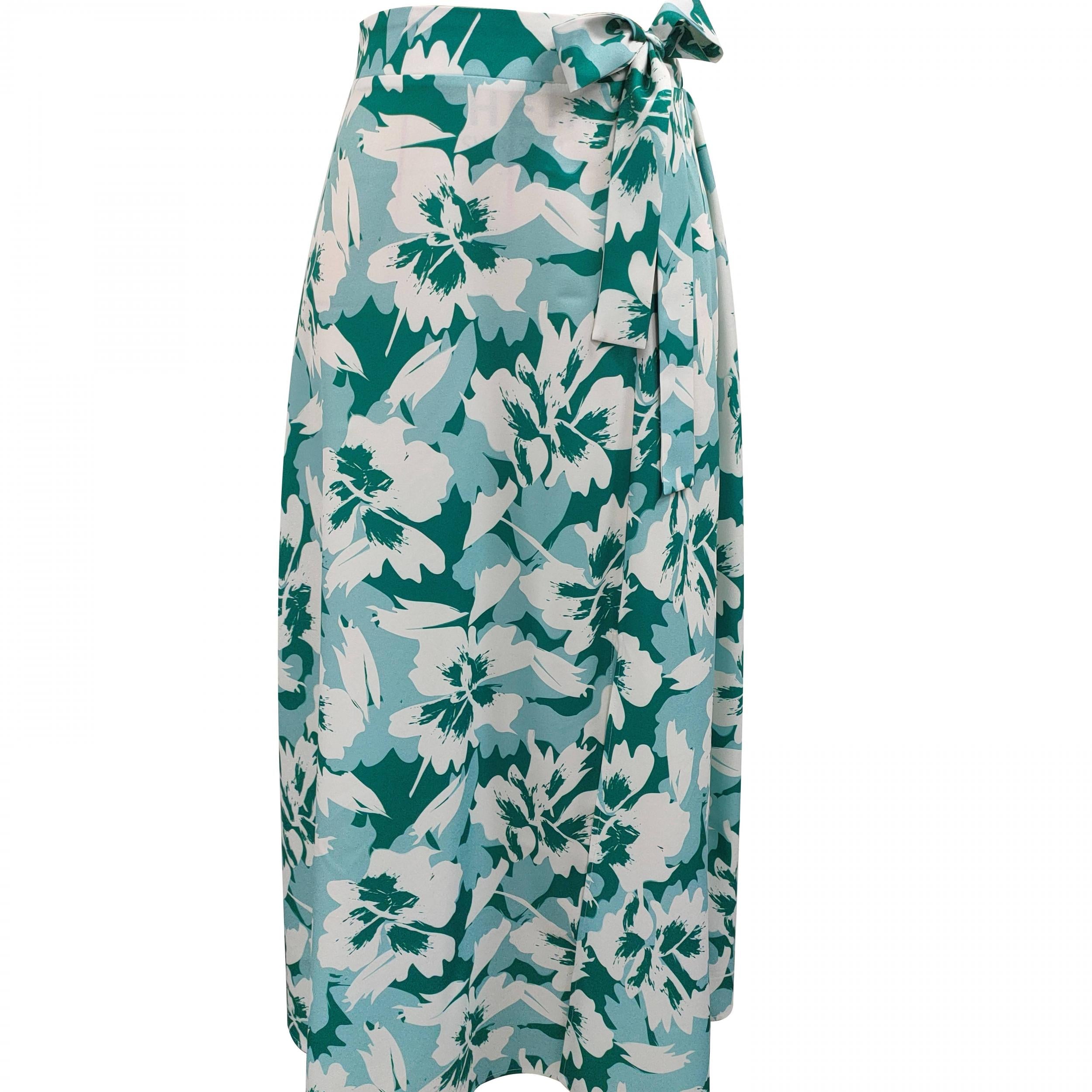 Floral Print Bow Split Skirt Boho Maxi Skirt