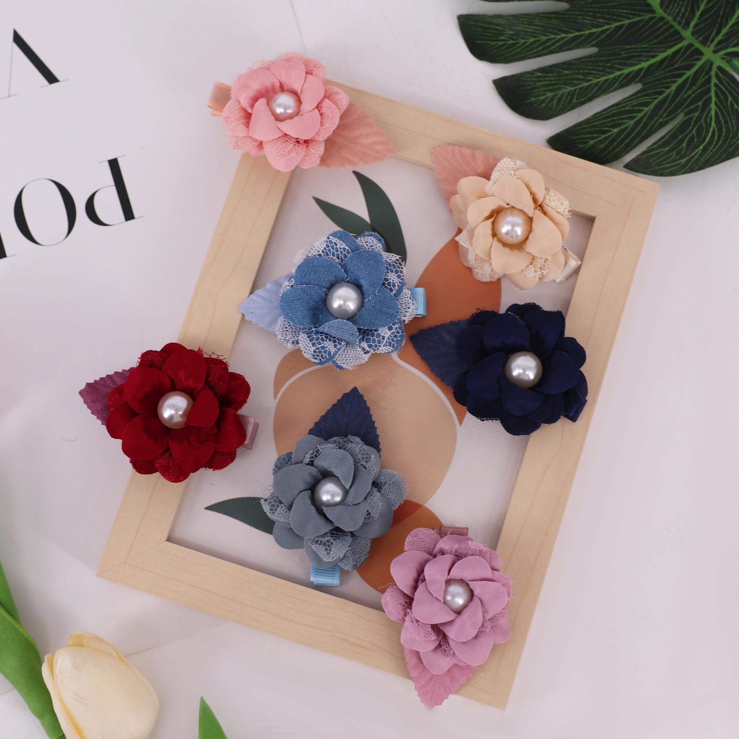 Mesh Flower Hair Clips Decorative Hair Accessories Holiday Gift For Girls