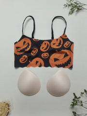 Pumpkin Print Bra & Panties Halloween Set