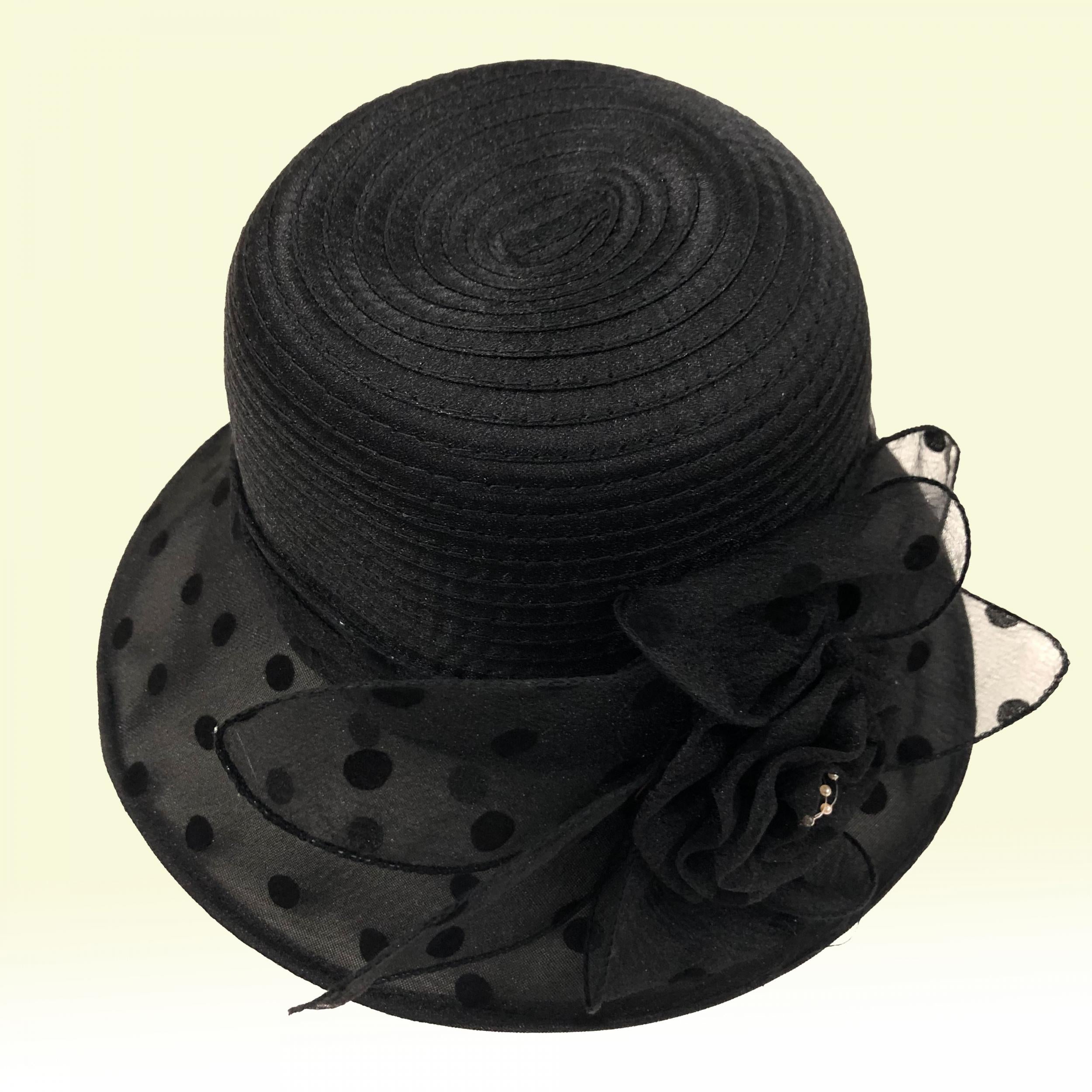 Polka Dot Stitching Bucket Hat Sun Hat Organza Derby Hat Lightweight