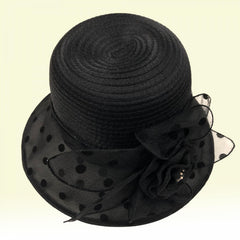Polka Dot Stitching Bucket Hat Sun Hat Organza Derby Hat Lightweight