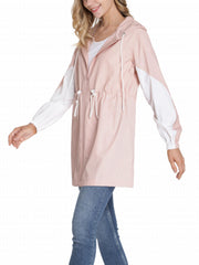 Hooded Windbreaker Jacket Long Sleeve Trench Coat