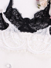 2pcs Lace Unlined Bras Sheer Mesh Bra Women's Lingerie