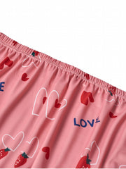 Women's Plus Heart & Strawberry Print Pajama Bottoms