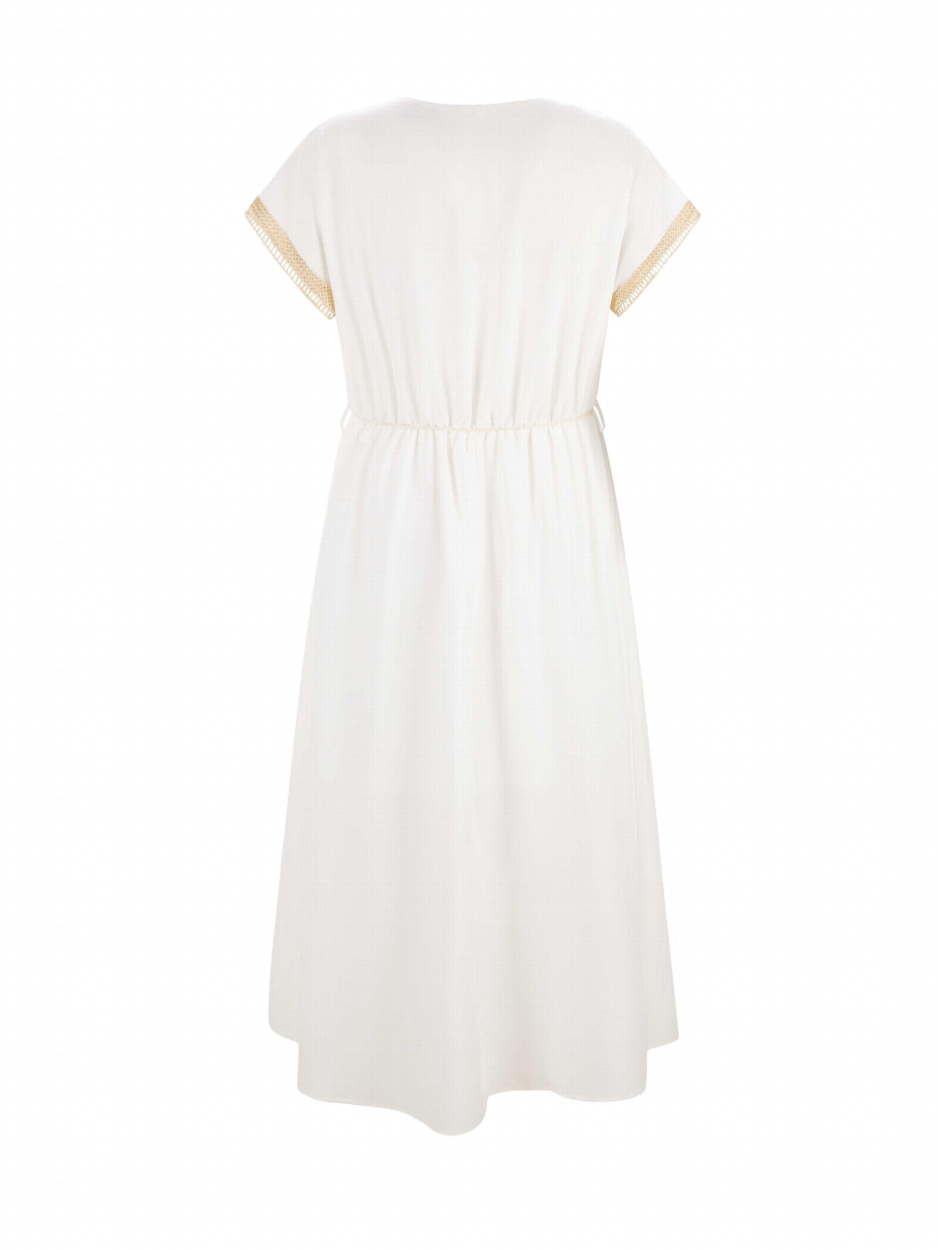 Maxi Dress with Lace Detail V Neck Short Sleeve
