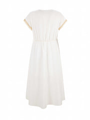 Maxi Dress with Lace Detail V Neck Short Sleeve