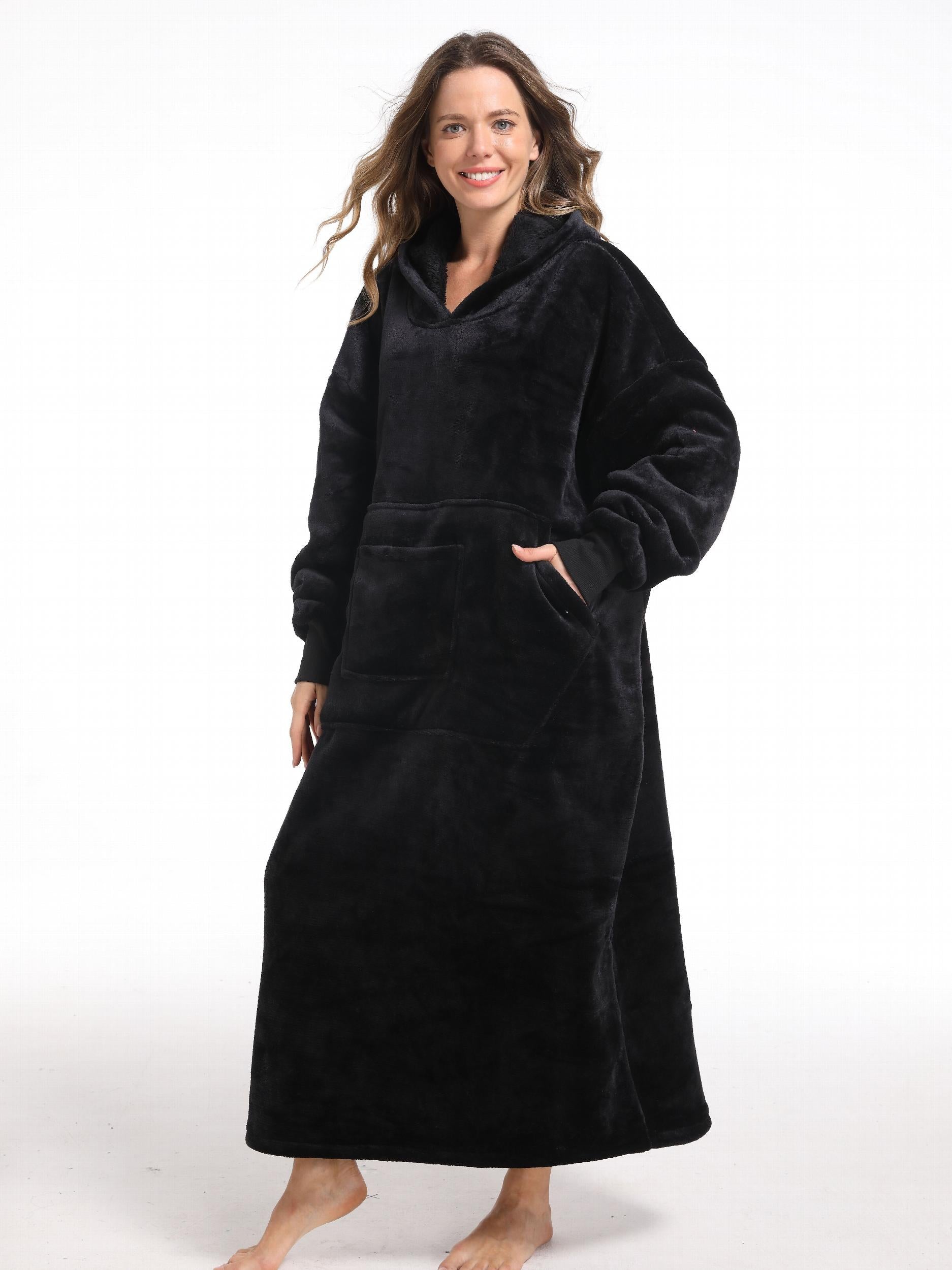 Cozy Hooded Lounge Robe with Pockets for Women