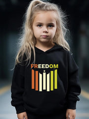 2pcs Girls Hoodies Jogger Pants Set Sports Outfit Freedom Print