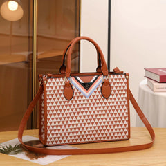 Geometric Pattern PVC Tote Bag Top Handle Shoulder & Crossbody Bag