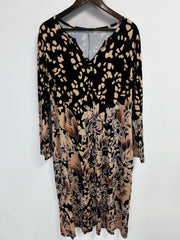 Floral & Dalmatian Print Long Sleeve Plus Size Casual Dress