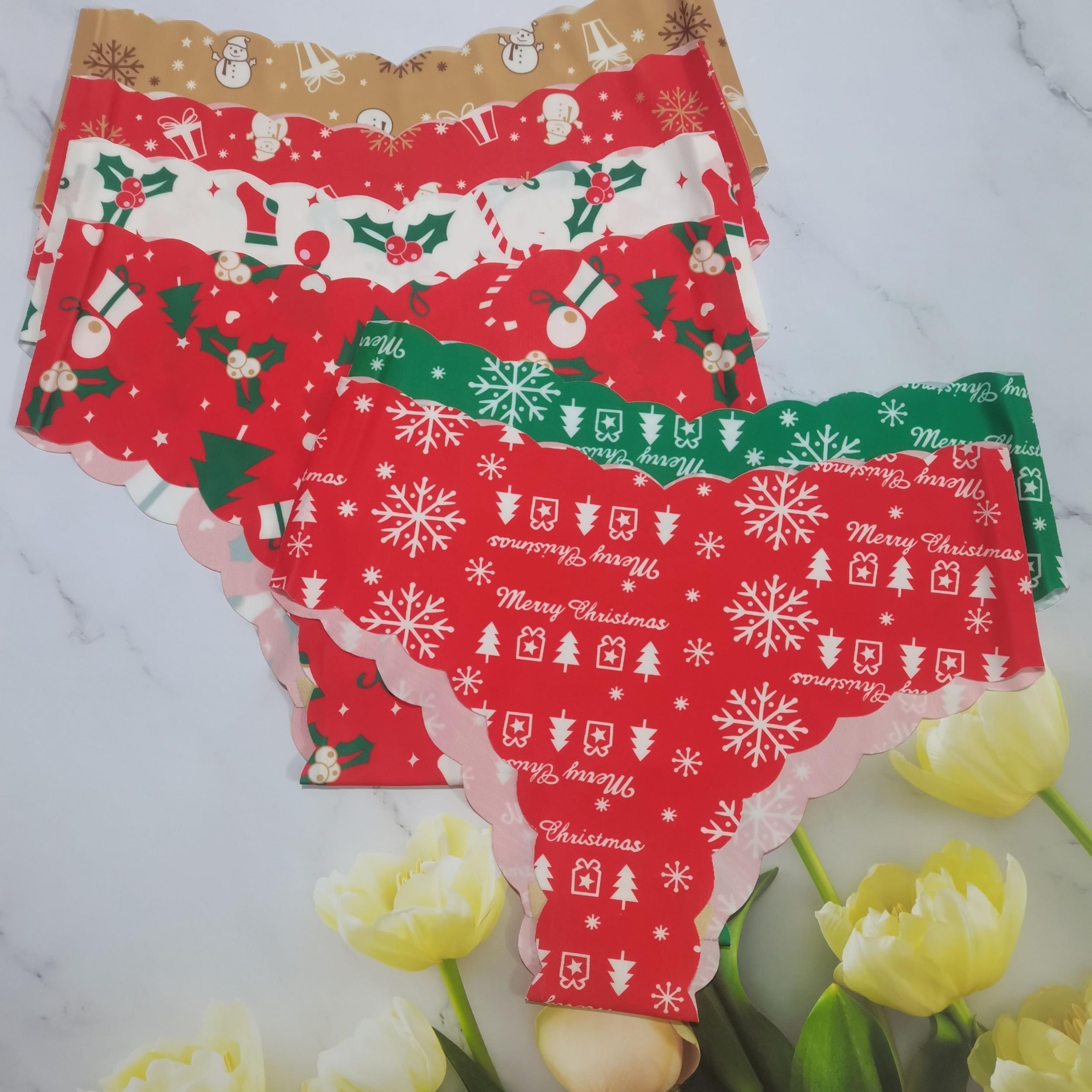 6pcs Christmas Print Briefs Scallop Trim Panties Women's Lingerie