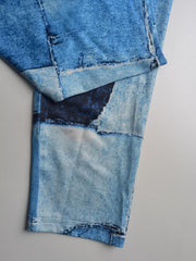 Patchwork Denim Print Plus Size High Rise Leggings